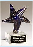 Main Image of Blue art glass star with gold metallic highlights