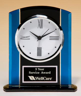 Main Image of Black and Blue Glass Clock