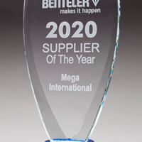 Main Image of Chalice Series Glass Award Blue and Clear Glass Pedestal Base