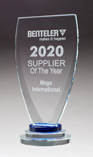 Main Image of Chalice Series Glass Award Blue and Clear Glass Pedestal Base