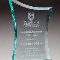 Main Image of Contemporary Jade Glass Award with Oval-Shaped Base