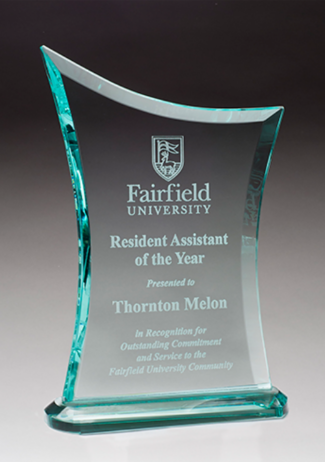 Main Image of Contemporary Jade Glass Award with Oval-Shaped Base