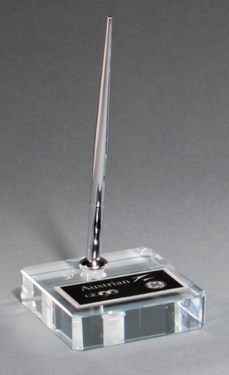 Main Image of Pen Set with 1″ Thick Clear Glass Base
