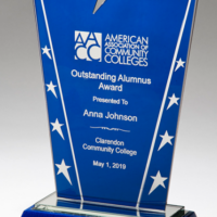 Main Image of Constellation Series Glass Award, Blue Background with Chrome Plated Star