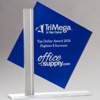Main Image of Diamond Series Blue Silk Screened Glass with Brushed Aluminum Post and Base