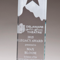 Main Image of Etched clear glass award with star and mountain peak with blue glass base