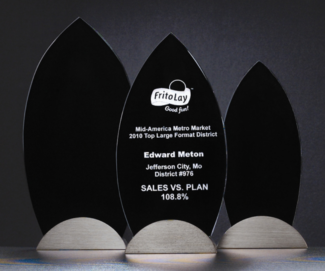 Main Image of Flame Series Glass Award with gunmetal finish base