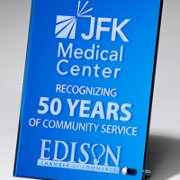 Main Image of Blue Mirror Glass Award with Silver Post