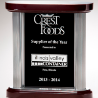 Main Image of Premium Series black glass award with silver aluminum posts