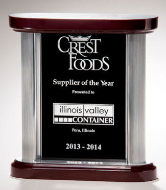 Main Image of Premium Series black glass award with silver aluminum posts