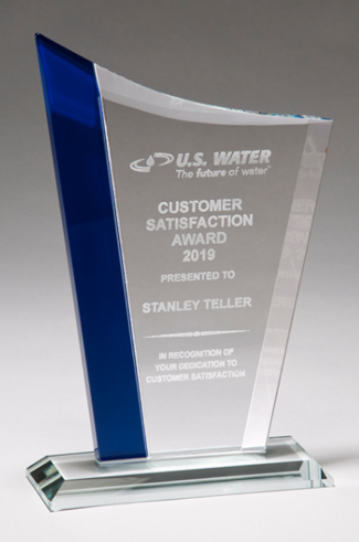 Main Image of Zenith Series Jade Glass Award with Blue Glass Highlights