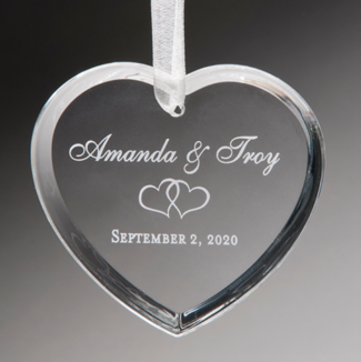 Main Image of Heart Ornament with White Ribbon