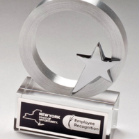 Main Image of Chrome Plated Star Mounted on Brushed Aluminum Ring with Crystal Base