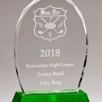 Main Image of Jeweled Edge Crystal Award on Green Crystal Base