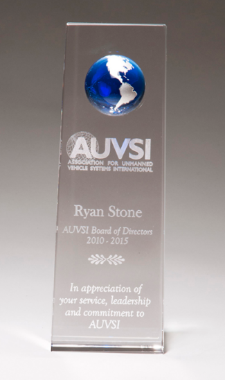 Main Image of Crystal trophy with blue globe