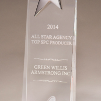 Main Image of Crystal Trophy with Silver Star, Prism Effect Base