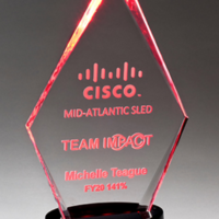 Main Image of Diamond Series Clear Acrylic with Black Plastic LED Illuminated Base