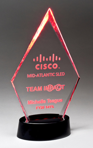 Main Image of Diamond Series Clear Acrylic with Black Plastic LED Illuminated Base
