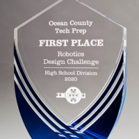 Main Image of Shield Series Clear Acrylic with Polished Score Lines and Blue Metallic Accent