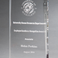 Main Image of Apex Series clear acrylic award with red highlights and red base