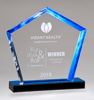 Main Image of Diamond Series Acrylic Award with Blue Accent and Blue Mirror-Topped Base