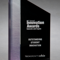 Main Image of Digitally printed brushed silver accent on black upright with clear base