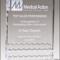 Main Image of Classic Series freestanding clear acrylic award with blue highlights