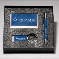Main Image of Blue Marbleized Leather Gift Set