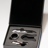 Main Image of Blue Marbleized Leather Wine Gift Set
