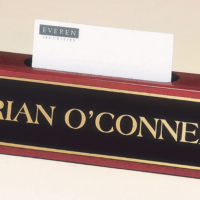 Main Image of Rosewood piano-finish nameplate with business cardholder