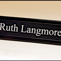 Main Image of Black Piano-Finish Nameplates with Acrylic Engraving Plate and Two Silver Posts