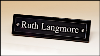 Main Image of Black Piano-Finish Nameplates with Acrylic Engraving Plate and Two Silver Posts