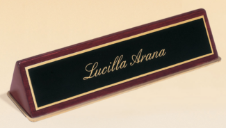 Main Image of Rosewood stained piano finish nameplate.