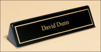 Main Image of Black stained piano finish nameplate.