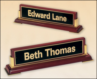 Main Image of Rosewood stained piano finish nameplate.