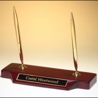 Main Image of Double pen set on a rosewood stained piano finish base.