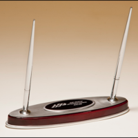 Main Image of Rosewood Piano Finish Pen Set with Silver Aluminum Accents