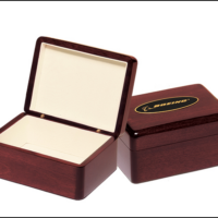 Main Image of Rosewood Stained Piano- Finish Jewelry Box with Beige Felt Lining.