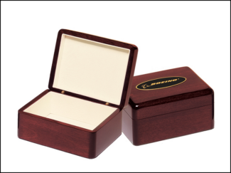 Main Image of Rosewood Stained Piano- Finish Jewelry Box with Beige Felt Lining.