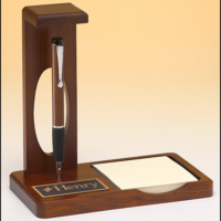 Main Image of Floating pen desk set with memo pad, matte teakwood finish