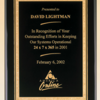Main Image of Black stained piano finish plaque with a black textured center plate and florentine border.