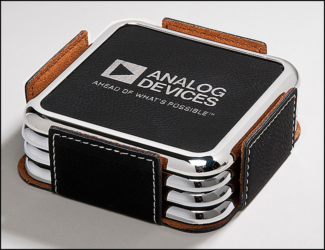 Main Image of Laser Leather Individual Square Coasters with Silver Frame