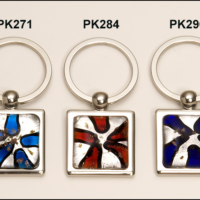 Main Image of Light blue and white art glass decorated key chain