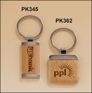 Main Image of Silver key chain with Maple wood inserts.