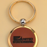 Main Image of Key chain with leather front and brass back.