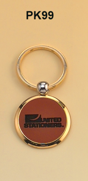 Main Image of Key chain with leather front and brass back.
