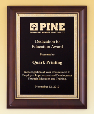 Main Image of Cherry finish wood plaque with furniture finish and a gold florentine plate.