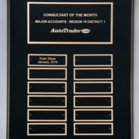 Main Image of Black stained piano finish perpetual plaque with 2 plate combinations.
