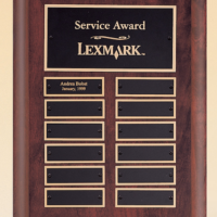 Main Image of Cherry finish wood 12 plate perpetual plaque with furniture finish.