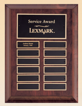 Main Image of Cherry finish wood 12 plate perpetual plaque with furniture finish.